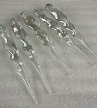 Ornament Christmas Five Clear Icicles Silver Cap 6 Inches Shatterproof 2002 - £5.40 GBP