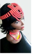 3 Pcs Nigerian Youth Edo Igbo Wedding costume Beaded Set . Princess Bridal Crown - $65.00