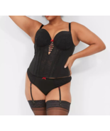 Lane Bryant CACIQUE Black Lace Corset Bustier Bra Size 40DD 38DDD 42D 44... - £45.03 GBP