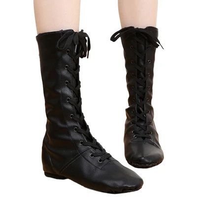 PU Children Dance Boots Jazz Dancing Shoes -ups Long Boot Black  Silver Stage Gi - £129.27 GBP