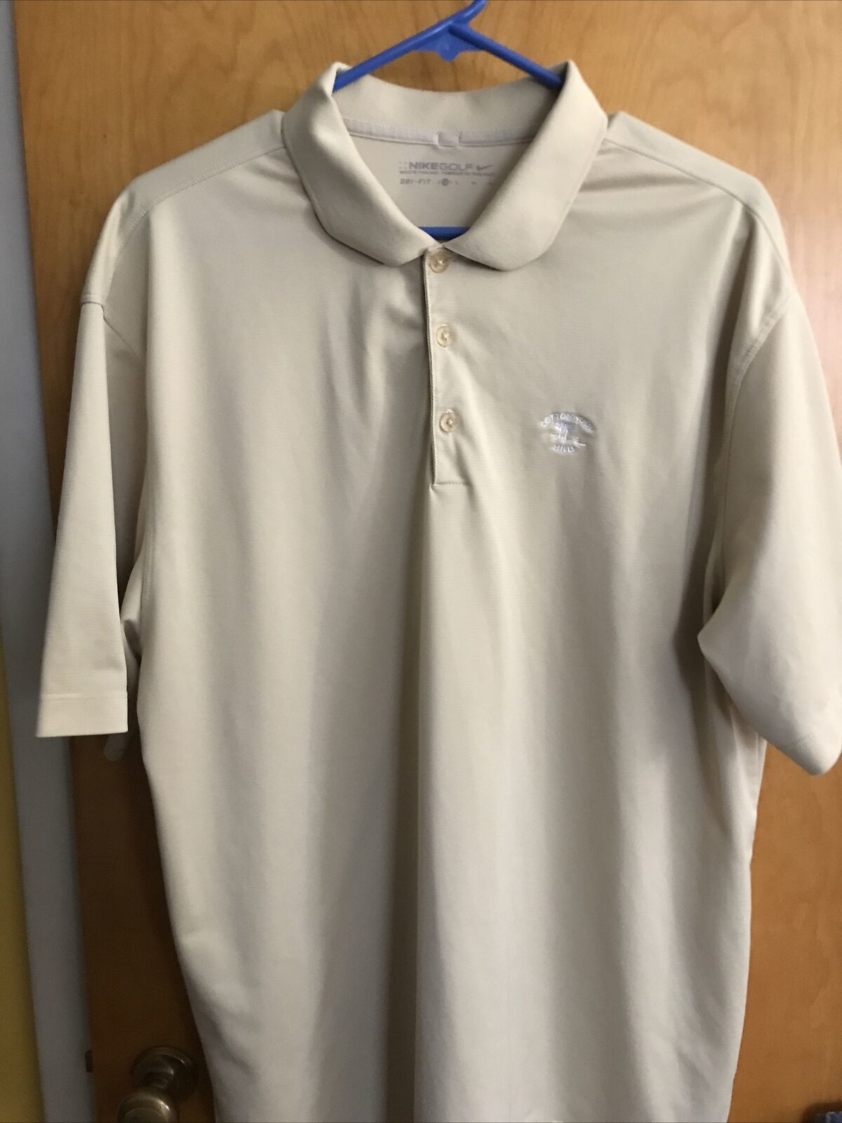 Primary image for Nike Golf Dri Fit Men’s XL Beige Short Sleeve 1/4 Button Polyester Polo Shirt