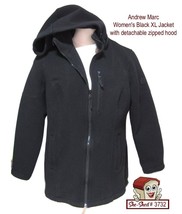 Andrew Marc Womans Size XL Black Casual Jacket with detachable zipped hood - £23.55 GBP