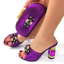 Luxury Italian Shoe And Bag With Matching 1 Set High Heels 7CM Women Party Shoes - £84.34 GBP