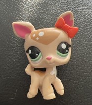 Littlest Pet Shop #2486 Deer Beige, Pink, White,  White Spots Green Dot Eyes Bow - £10.18 GBP