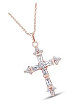 Cut White Cubic Zirconia Cross Pendant in14K - £140.08 GBP