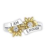 Handcrafted ~ Inspirational ~ I AM ENOUGH Sunflower ~ Size 9 Ring - $356.69 MXN