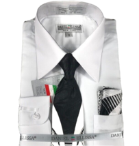 Daniel Ellissa Boys&#39; White Dress Shirt Black White Silver Tie Hanky Size... - £19.90 GBP