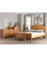 Kaori Golden Brown Wood Japandi 4Pc Queen Size Bedroom Set - $2,270.93 CAD