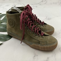 PF Flyers Suede High Top Sneakers Size W 9.5 M 8 Olive Green Lace Up - $42.56