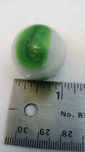 Vintage SHOOTER Marble large 1&quot; green and white swirl found with box old... - $5.00