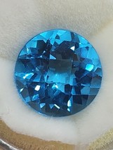 One Blue Topaz Round Cut Faceted Loose Gemstone 10mm Uncertified - $19.98