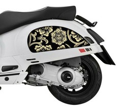 Fits for VESPA GT GTS  scooter side panel stickers /decals 2pcs black / flowers - £27.59 GBP