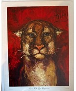 Lion Lioness Animal Paint print with Red background Signed Artwork 18 x ... - $24.75
