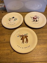 HausenWare Sally Noll Holiday Santa, Reindeer, Snowman Dessert Salad Plates 8” - £15.60 GBP