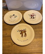 HausenWare Sally Noll Holiday Santa, Reindeer, Snowman Dessert Salad Pla... - £14.81 GBP