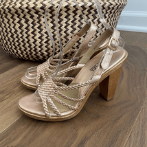 Michael Kors Rose Gold Metallic Pink Braided Strappy 4” Heels 6 - $76.50