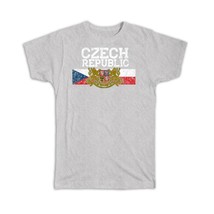 Czech Coat Of Arms : Gift T-Shirt Republic National Flag Lion Symbol Retro Style - £19.65 GBP