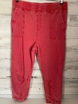 Saturday Sunday Jogger Pants Womens Large Red High Rise Elastic Waist Ca... - $20.89