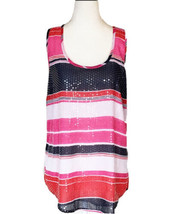 Vince Camuto Womens Tank Top Striped Sequin St Barts Bianca Medium M NEW $99 - £13.45 GBP