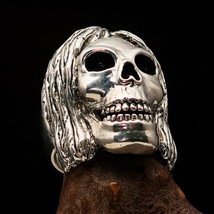 Excellent crafted Men&#39;s Hippie Skull Biker Ring - Mirror Polish Sterling Silver - $118.00