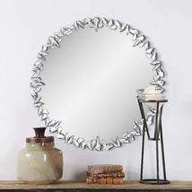 Round Decorative Wall Mirror - Crystal Element Diamond Accent - £199.03 GBP