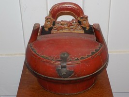 Vintage Beautiful Chinese Wood Wedding Basket - $153.45