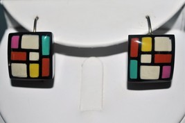 Zsiska Homage Square Geometric Mondrian-style Earrings (JT2) - $19.99