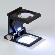 Foldable Magnifiers 10X Folding Magnifying Loupe Zinc Alloy /LED Lights/ Magnifi - £27.24 GBP