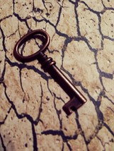 2 Copper Skeleton Key Charms Steampunk Pendants 41mm Barrel Style 2 Sided - £2.36 GBP