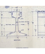 1943 Railroad Bangor Aroostook 112 LB Rail Section Blueprint H10 DWDD14 - $118.23 CAD