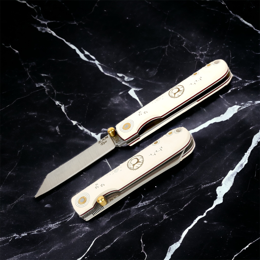 Kam Knife – T30 - D2 Steel - Katsu White Handle - Knife - $98.99