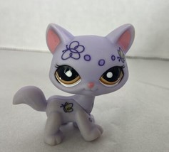 Littlest Pet Shop LPS Deco Walking Cat Purple Butterflies Brown Dot Eyes... - $19.80
