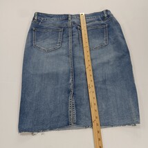 One 5 One MS20270Z Women's Blue Pencil Stretch Denim Slit Skirt Pockets Size L image 6