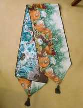 Tapestry Table Runner With Pumpkins by Sandra Bergeron Fall Tassels - $9.87