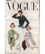 Vintage Vogue 8951 Set of Blouses Long Sleeves Date 1956 Bust 38&quot; - £23.56 GBP