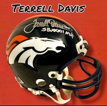 TERRELL DAVIS AUTOGRAPHED SIGNED DENVER BRONCOS MINI HELMET wAP/COA - $1,944.79 MXN