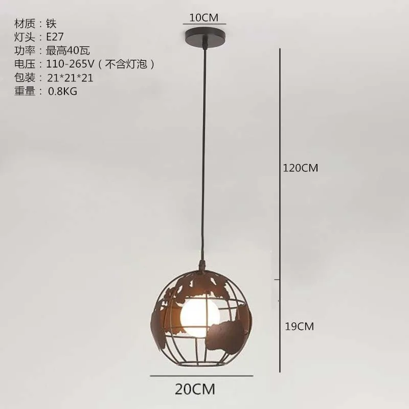 Creative Earth Steel Fe Art Hanglamp LED Minimalist  Suspension Luminaires Inter - £169.76 GBP