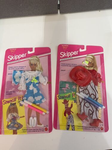 Primary image for Vintage Mattel Barbie Skipper Cloths NEW NIP Blue Dress Cowboy Outfit lot