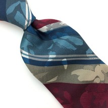 Countess Mara Tie Turquoise Gray Red Stripes Floral Silk Necktie Woven #I22 - £14.32 GBP