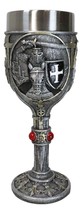 Medieval Templar Crusader Dark Knight Suit of Armor On Horse Wine Goblet Chalice - £19.97 GBP