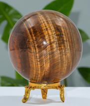 Fine Brown TIGER EYE Crystal Sphere Healing Metaphysical Stone Decor Gif... - $47.62