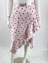 Topshop Skirt Size 4 Pink Navy Blue Polka Dot Ruffle Tie Waist Wrap NEW - £27.37 GBP