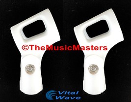 2X White Handheld Microphone Clip Karaoke Dj Tripod Mic Stand Holder Clamp Mount - £9.53 GBP