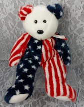 Ty Spangle American Teddy Bear Red White Blue July 4th Buddies Plush 14&quot;... - £14.63 GBP