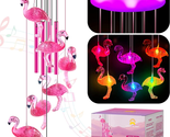 Solar Flamingo Wind Chimes, Flamingo Gifts for Women/Mom/Her, Glowing To... - $37.75