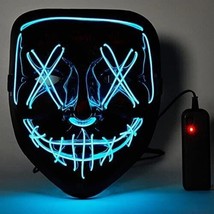 Halloween Clubbing Light Up LED Mask Costume Rave Cosplay Party Purge Mask - £11.86 GBP