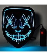 Halloween Clubbing Light Up LED Mask Costume Rave Cosplay Party Purge Mask - £11.64 GBP