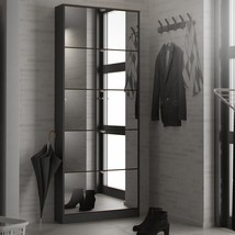 Black 5 Tier Tilting Mirror Door Tall Shoe Storage Cabinet Stand Organis... - $355.36