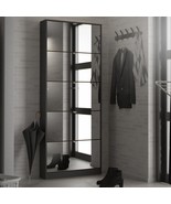 Black 5 Tier Tilting Mirror Door Tall Shoe Storage Cabinet Stand Organis... - £284.74 GBP