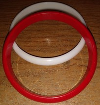 Vintage Lot of 2 Bangle Bracelet 1/8 inch 1 Red 1 White Easter Colors - £3.19 GBP